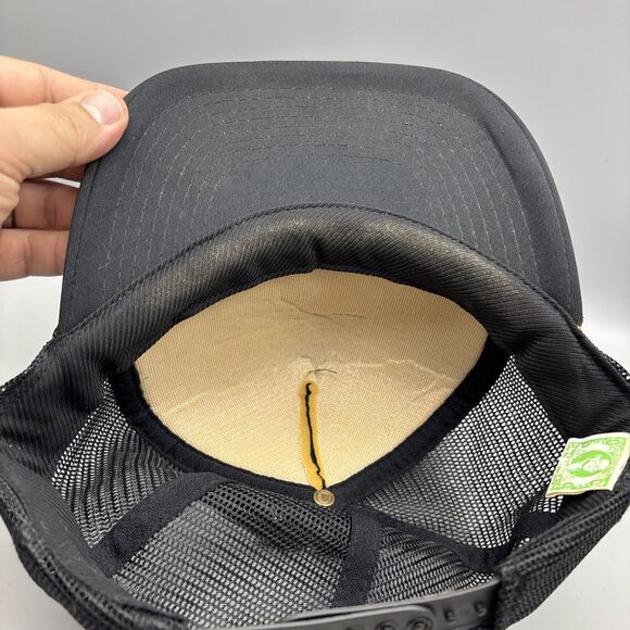 Vintage ACME Printing Ink Hat Snapback Foam Mesh Cap Trucker Hat Black Yellow - Picture 8 of 9
